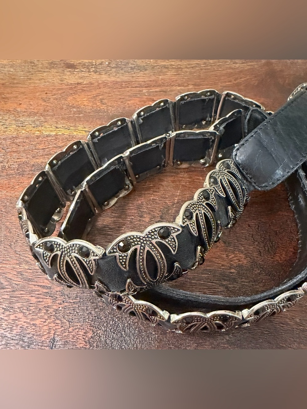 Guido Angeloni black‎ Concho Belt L made in Italy